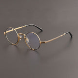 Odam Retro Round Titanium Glasses Frame Round Frames Southood BlackGold 