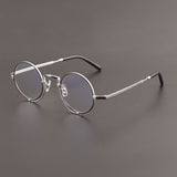 Odam Retro Round Titanium Glasses Frame Round Frames Southood BlackSilver 
