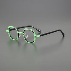 Omar Titanium Acetate Glasses Frame Round Frames Southood Green Black 
