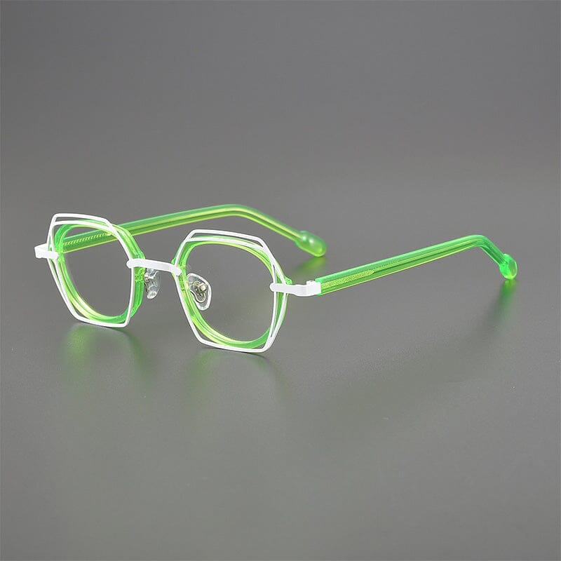 Omar Titanium Acetate Glasses Frame Round Frames Southood White Green 