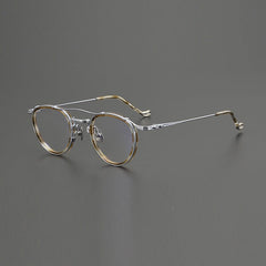 Ona Premium Series Vintage Glasses Frame Round Frames Southood Leopard Silver 