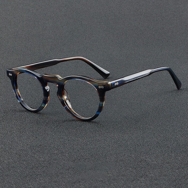 Orell Retro Acetate Glasses Frame Round Frames Southood Blue Leopard 