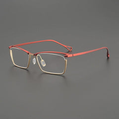 Osch Retro Titanium Ultra-Light Glasses Frame Rectangle Frames Southood Red Gold 