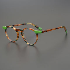 Oswald Vintage Designer Acetate Glasses Frame Round Frames Southood Green Tortoise 