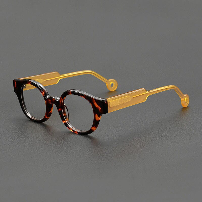 Ozlem Retro Acetate Glasses Frame Oval Frames Southood Leopard Yellow 