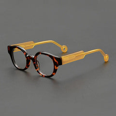Ozlem Retro Acetate Glasses Frame Oval Frames Southood Leopard Yellow 