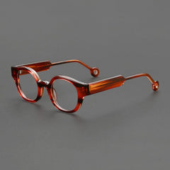 Ozlem Retro Acetate Glasses Frame Oval Frames Southood Stripe Brown 