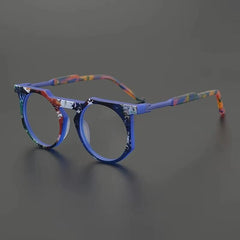 Paelor Retro Round Acetate Glasses Frame Round Frames Southood Blue 