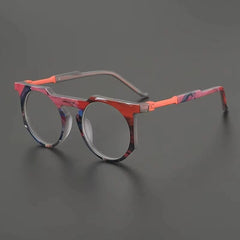 Paelor Retro Round Acetate Glasses Frame Round Frames Southood Red 