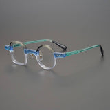 Paola Vintage Acetate Glasses Frame Geometric Frames Southood Gray-light blue 