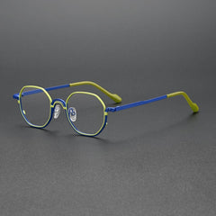 Pedri Retro Titanium Eyeglasses Frame Geometric Frames Southood Blue Green 