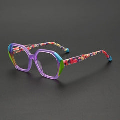 Penk Vintage Acetate Glasses Frame Geometric Frames Southood Clear Purple 
