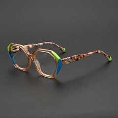 Penk Vintage Acetate Glasses Frame Geometric Frames Southood Clear Tea 