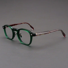 Pepper Vintage Acetate Glasses Frame Rectangle Frames Southood Green Leopard 