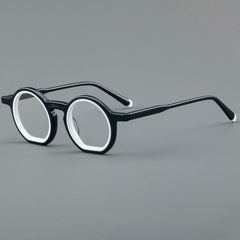 Perri Retro Round Acetate Optical Glasses Frames Round Frames Southood Black white 