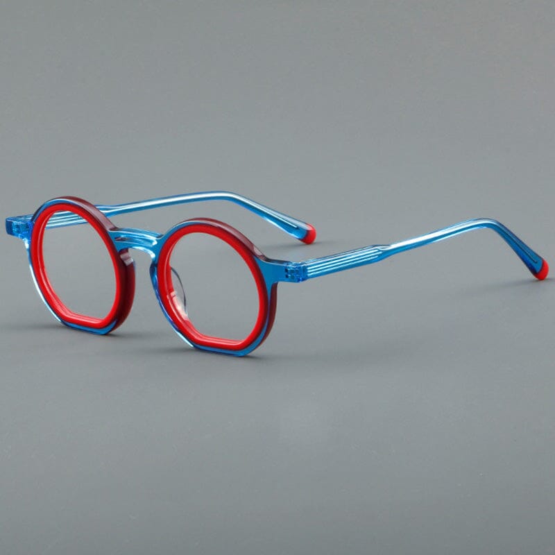 Perri Retro Round Acetate Optical Glasses Frames Round Frames Southood Blue red 