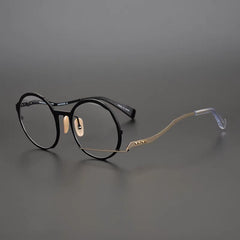 Perry Irregular High-End Retro Round Glasses Frame Round Frames Southood Black gold 