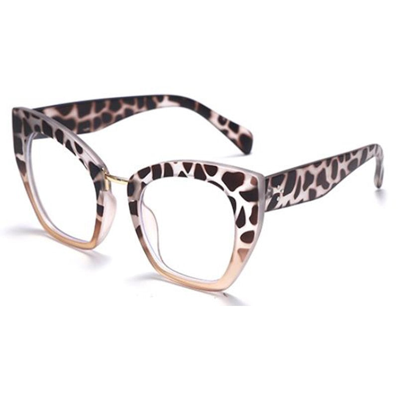 Phoebe Oversized Cat Eye Glasses Frame Cat Eye Frames Southood C7 leopard tea clear 