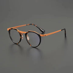 Qin Acetate Titanium Glasses Frame Round Frames Southood Tortoiseshell Orange 