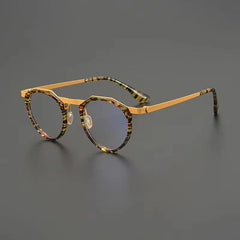 Qin Acetate Titanium Glasses Frame Round Frames Southood Tortoiseshell Yellow 