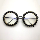 Queen Vintage Rhinestone Round Glasses Round Frames Southood black clear 