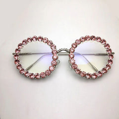 Queen Vintage Rhinestone Round Glasses Round Frames Southood red clear 