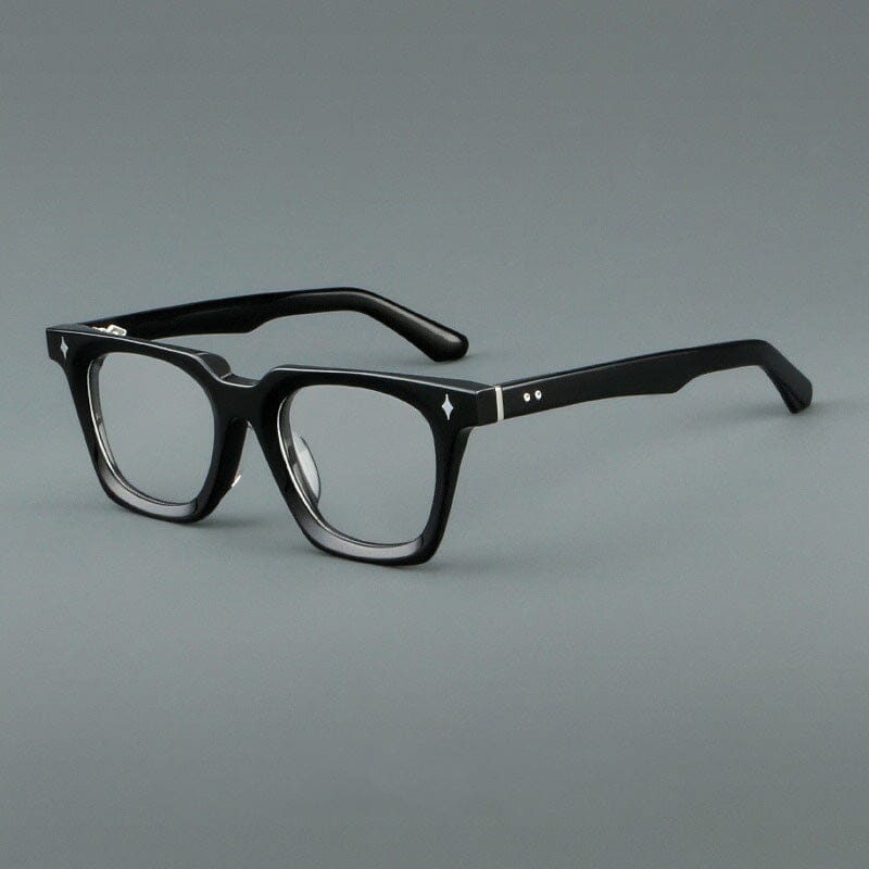 Quint Vintage Acetate Glasses Frame Rectangle Frames Southood Black Silver 