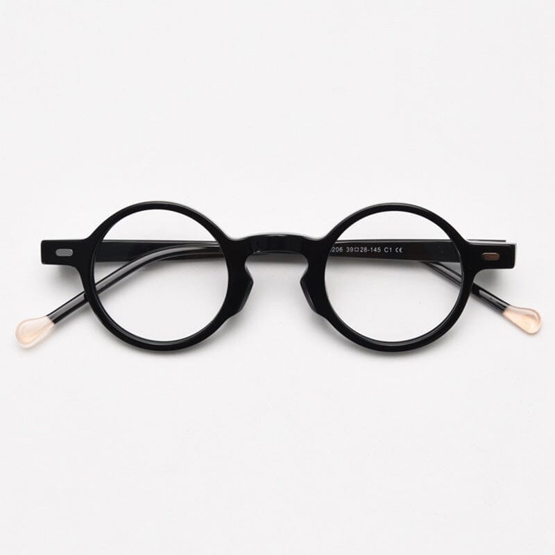 Qwin Vintage Round Glasses Frame Round Frames Southood Bright Black 