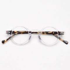 Qwin Vintage Round Glasses Frame Round Frames Southood Clear Leopard 