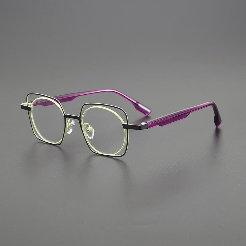 Racca Titanium Acetate Glasses Frame Round Frames Southood Black Purple 