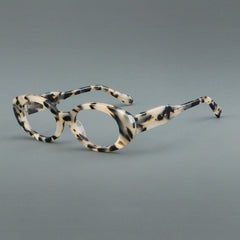 Rafi Oval Vintage Acetate Eyeglass Frame Oval Frames Southood White Leopard 