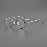 Rain Vintage Personalized Titanium Eyeglasses Frame Round Frames Southood Silver Blue 