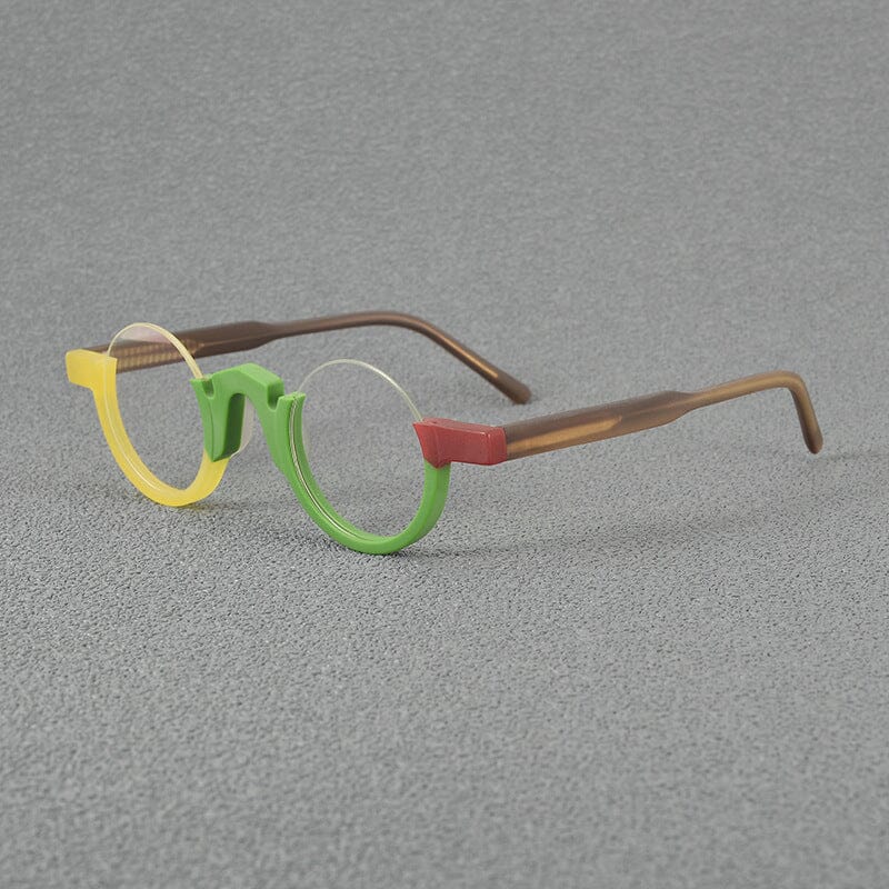 Ramzi Round Acetate Glasses Frame Round Frames Southood Matte Yellow Green 
