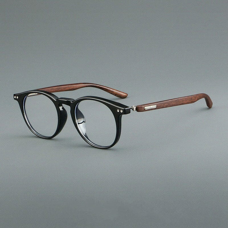 Tr90 Wood Grain Pure Black Frame Glasses Round Frame Glasses Frame Best-Selling Large Round Frame Blue Light Reading Glasses  main image 3