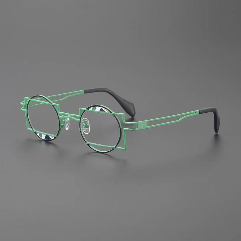 Ray Retro Titanium Glasses Frame Geometric Frames Southood Green 