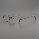 Reid Retro Rectangle Titanium Glasses Frame Rectangle Frames Southood Blue 