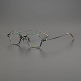Reid Retro Rectangle Titanium Glasses Frame Rectangle Frames Southood Green 
