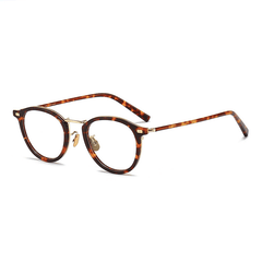 Remirez Titanium Round Glasses Frame Round Frames Southood Leopard 