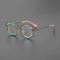 Reso Colorful Titanium Glasses Frame Geometric Frames Southood Blue Green 