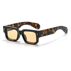 Reynald Square TR90 Sunglasses Sunglasses Southood Black Leopard(Orange Lens) 