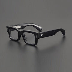 Ricki High Quality Vintage Acetate Glasses Rectangle Frames Southood Black Silver 