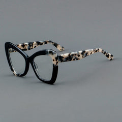 Roisin Vintage Acetate Glasses Frame Geometric Frames Southood C4 Black leopard 