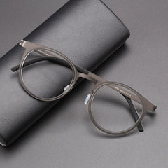 Rojo Ultralight Titanium Acetate Glasses Frame Oval Frames Southood Gray Gun(46mm) 