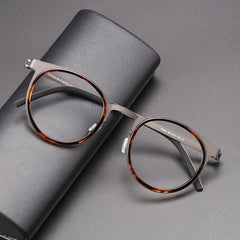 Rojo Ultralight Titanium Acetate Glasses Frame Oval Frames Southood Leopard Gun(46mm) 