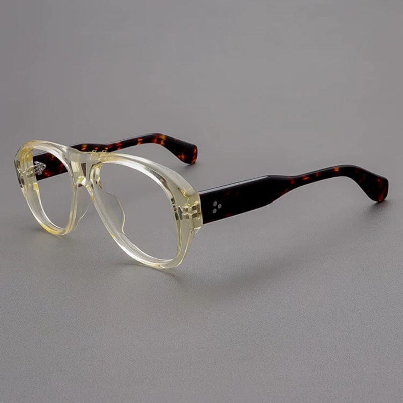 Rollo Vintage Acetate Eyeglasses Frame Aviator Frames Southood Yellow Leopard 
