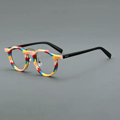 Ron Retro Round Acetate Glasses Frame Round Frames Southood Multicolor Stripe 