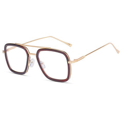 Roy Square Anti Blue Light Glasses Rectangle Frames Southood Gold tea 