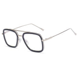Roy Square Anti Blue Light Glasses Rectangle Frames Southood Silver black 