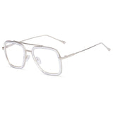 Roy Square Anti Blue Light Glasses Rectangle Frames Southood Silver clear 