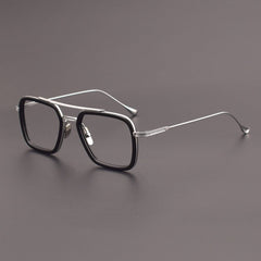 Royce Square Titanium Acetate Glasses Frame Rectangle Frames Southood Black silver 